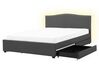 Fabric EU King Size Bed Multicolour LED with Storage Grey MONTPELLIER_783167