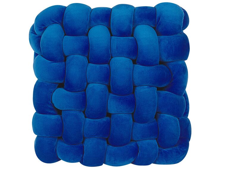 Zamatový uzlový vankúš 30 x 30 cm modrý SIRALI_790266