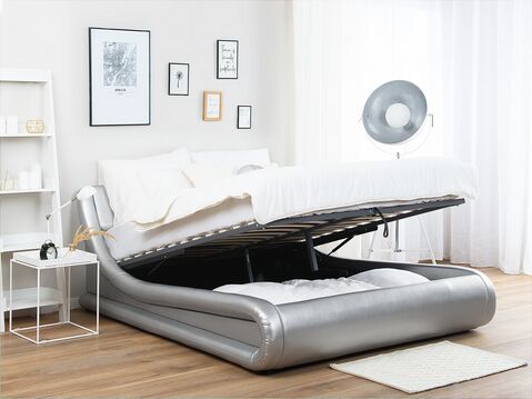 Faux Leather Eu Super King Bed With, Leather King Bed With Storage