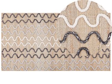 Teppich Jute beige 80 x 150 cm geometrisches Muster Kurzflor SOGUT