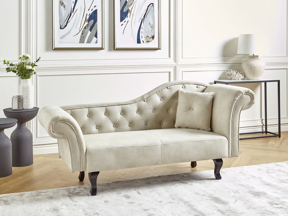 Right Hand Velvet Chaise Lounge Light Beige LATTES II Beliani.sk