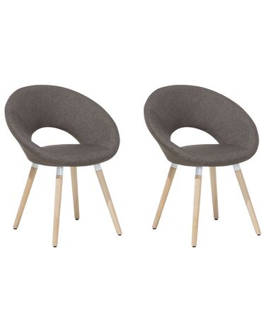 Conjunto de 2 sillas de comedor de poliéster gris pardo/madera clara ROSLYN