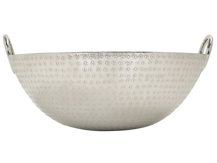 Metal Decorative Bowl Silver SHIBAH Beliani.co.uk