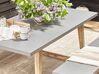 Set de jardin table avec deux bancs en fibre-ciment gris et bois clair ORIA_804550