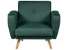 Ensemble canapés et fauteuil en tissu vert 6 places avec pouf FLORLI_905973
