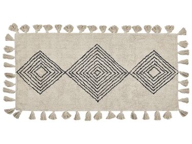 Teppich Baumwolle beige 80 x 150 cm geometrisches Muster Kurzflor BULCUK