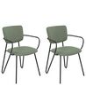 Set of 2 Fabric Dining Chairs Dark Green ELKO_871861