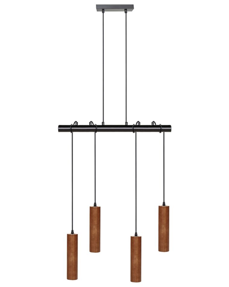 Candeeiro suspenso para 4 lâmpadas em madeira escura TUTAKI_878298
