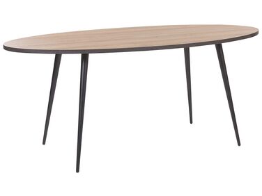 Oval Dining Table 180 x 90 cm Dark Wood with Black OTTAWA