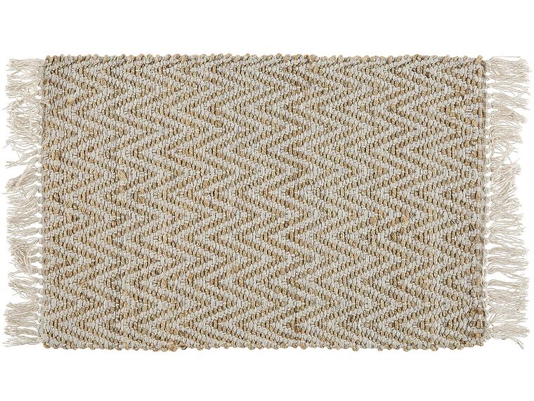 Teppich beige 50 x 80 cm ZickZack-Muster Kurzflor zweiseitig AFRIN_791025