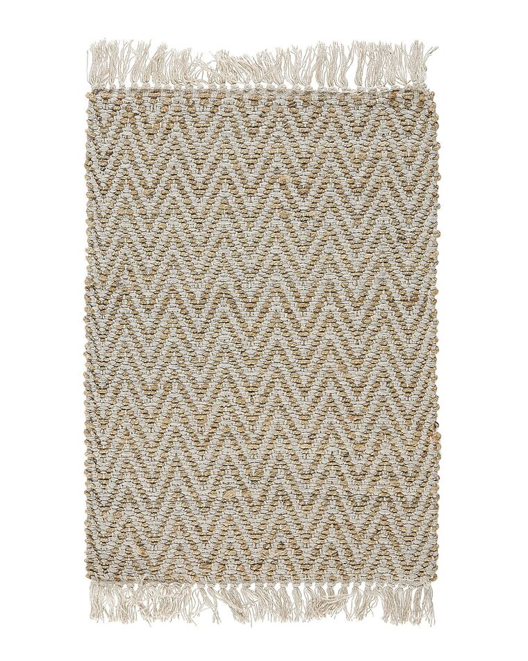Teppich beige 50 x 80 cm ZickZack-Muster Kurzflor zweiseitig AFRIN_791025