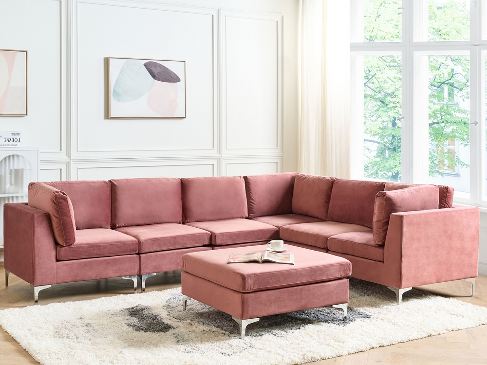 6 Seater Modular Velvet Corner Sofa