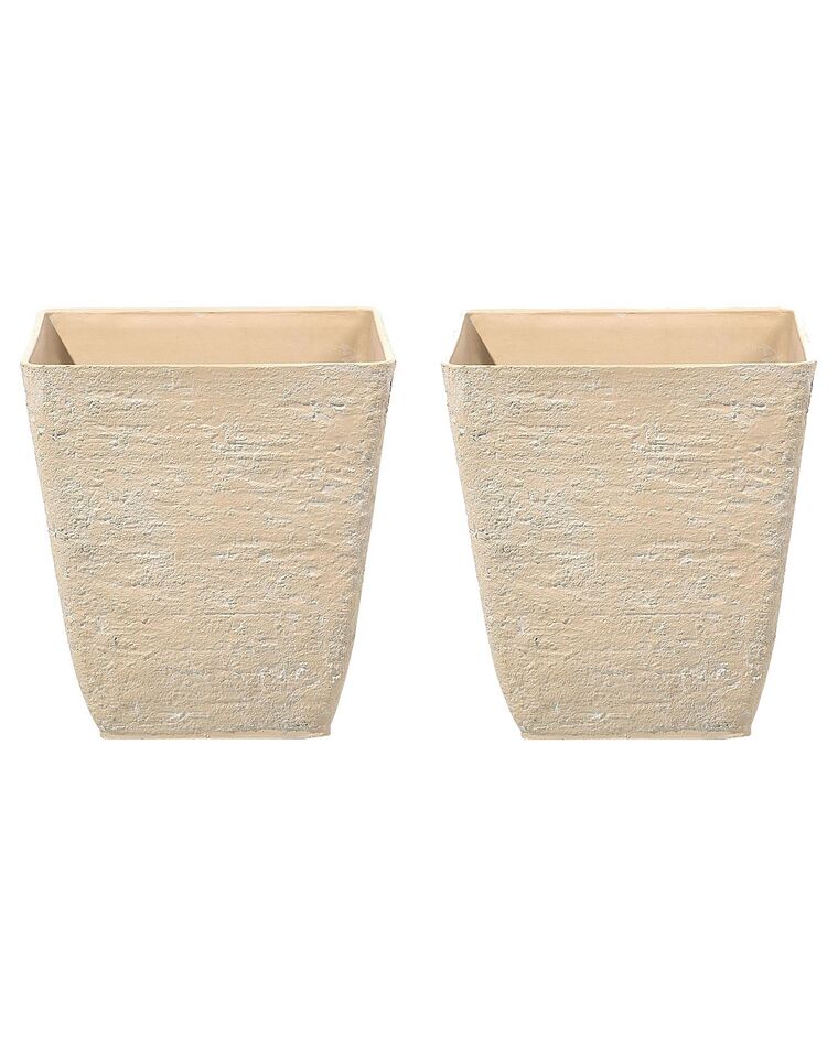 Set di 2 vasi quadrati per interno ed esterno beige 39 x 39 x 43 cm DELOS_841670