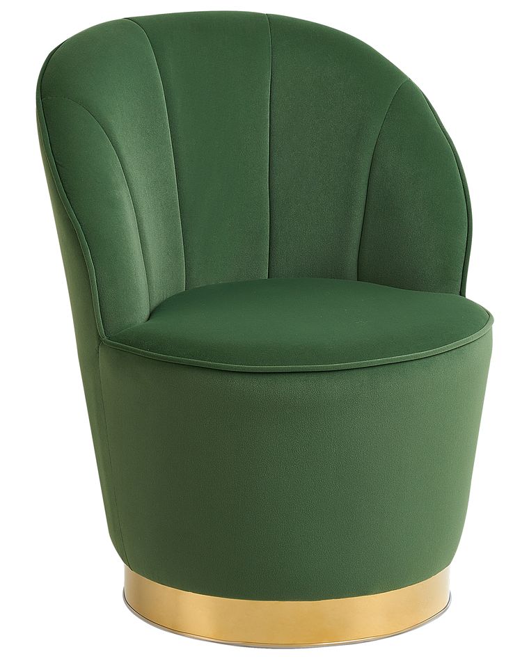 Fauteuil 1 Place Scandinave En Velours Vert - Pieds En Bois D'hévéa, Style Bjorn - 12
