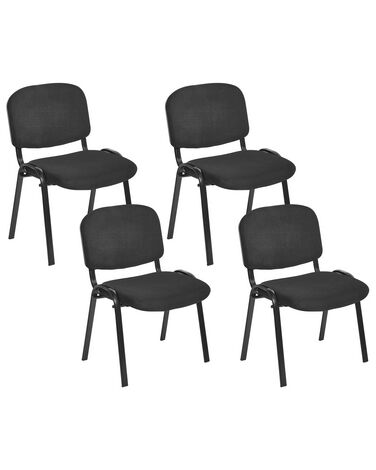 Conjunto de 4 cadeiras de conferência em tecido preto CENTRALIA