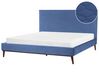 Łóżko welurowe 180 x 200 cm niebieskie BAYONNE_901375