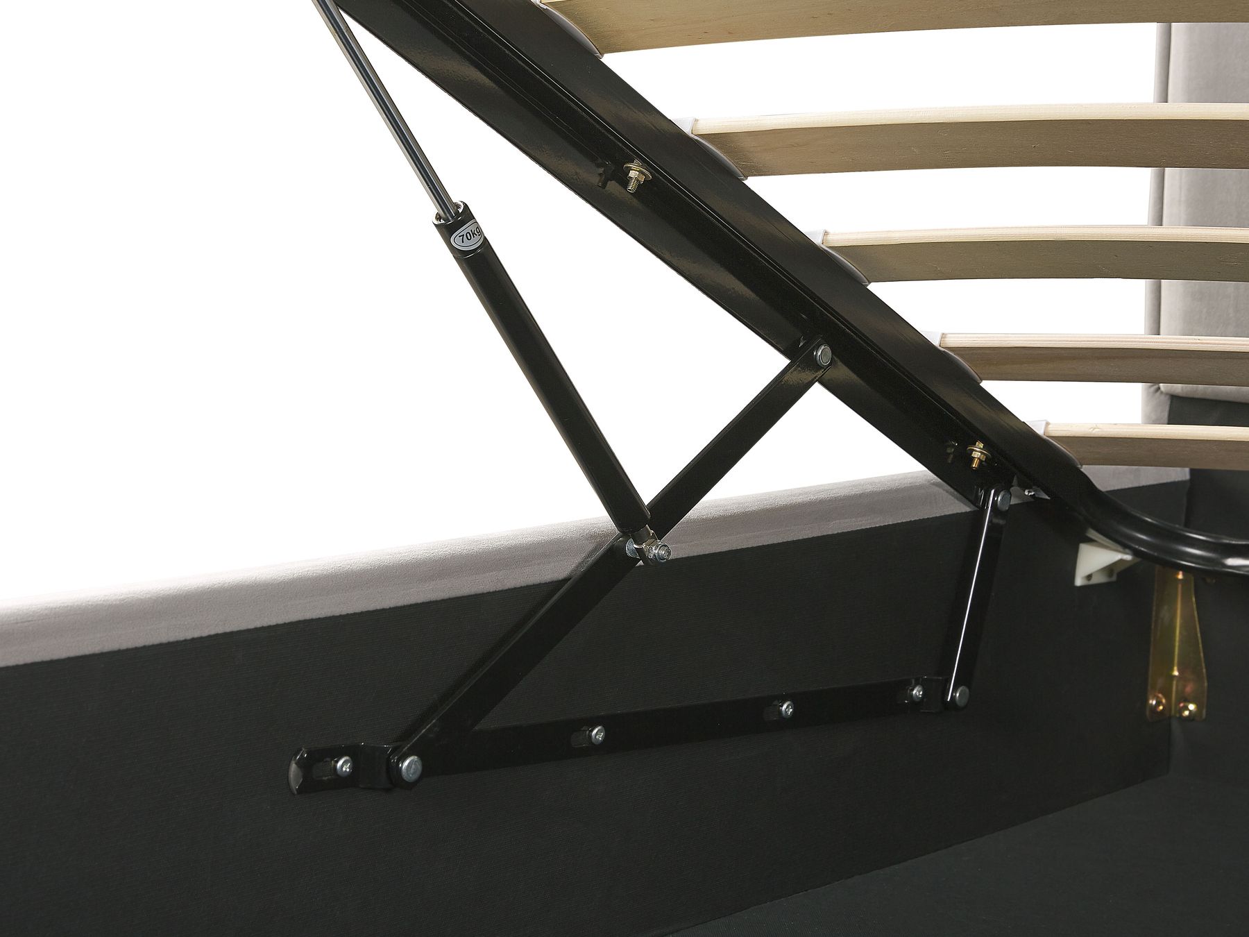 Polsterbett Samtstoff grau mit Bettkasten hochklappbar 180 x 200 cm