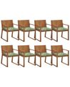 Conjunto de 8 cadeiras de jardim com almofadas em padrão de folhas verdes SASSARI_774905
