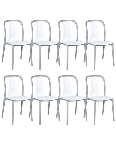 Conjunto de 8 sillas de jardín blanco y gris SPEZIA