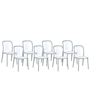 Puutarhatuoli muovi valkoinen/harmaa 8 kpl SPEZIA