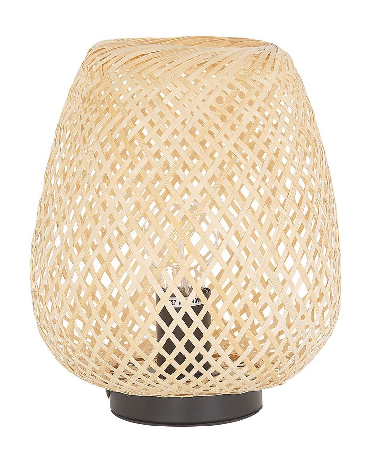 Lampada da tavolo legno di bambù chiaro e nero 30 cm BOMU_785038