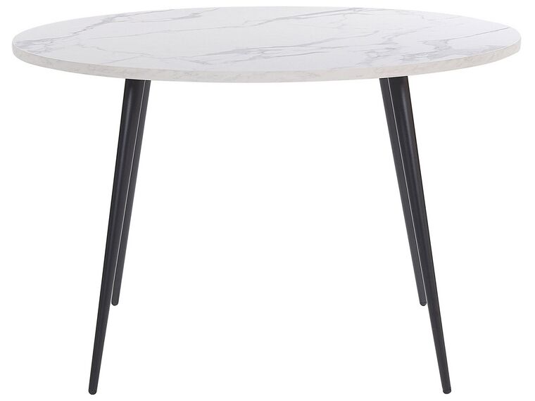 Round Dining Table ⌀ 120 cm White Marble Effect with Black ODEON_775977