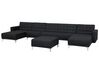 Canapé panoramique convertible en tissu gris graphite 6 places avec pouf ABERDEEN_715081