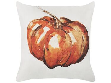 Velvet Cushion Pumpkin Motif 45 x 45 cm Beige and Orange CURBITA