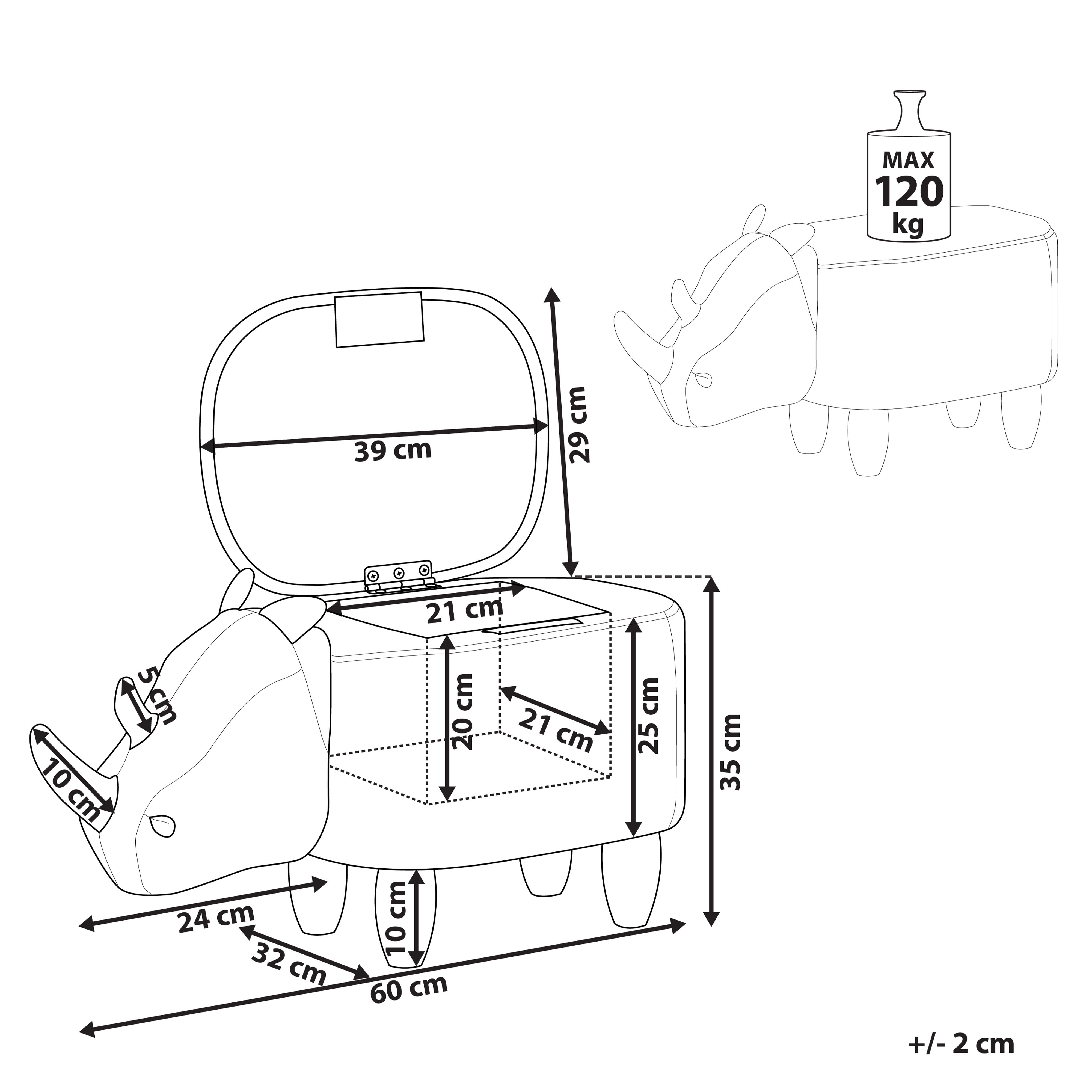 Pufa zwierzak ze schowkiem ekoskóra jasnoszara RHINO