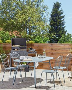 Puutarhatuoli 4 kpl metallinen vaaleansininen CALVI Puutarhatuoli 4 kpl metallinen vaaleansininen CALVI