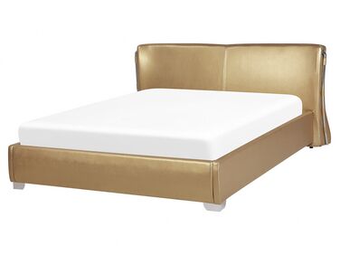 Kožená vodní postel 160 x 200 cm zlatá PARIS