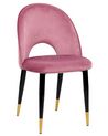 Conjunto de 2 sillas de comedor de terciopelo rosa/negro/dorado MAGALIA_847695