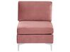 6 Seater U-Shaped Modular Velvet Sofa with Ottoman Pink EVJA_858770