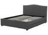 Fabric EU Super King Bed Multicolour LED with Storage Grey MONTPELLIER_709597