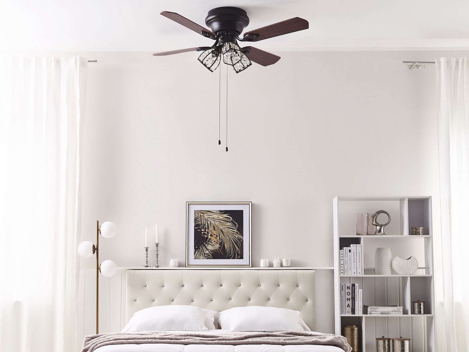 Deckenventilator mit Licht dunkler Holzfarbton / schwarz SALWEEN