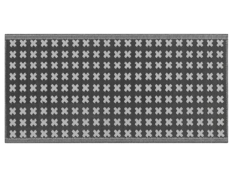 Tappeto da esterno nero con motivo geometrico 90 x 180 cm ROHTAK_766403