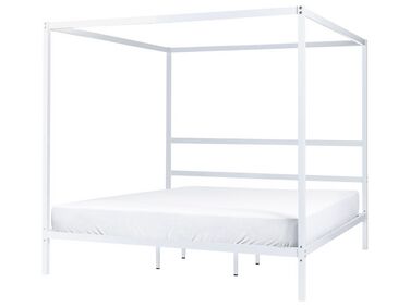Kovová posteľ s baldachýnom 180 x 200 cm biela LESTARDS