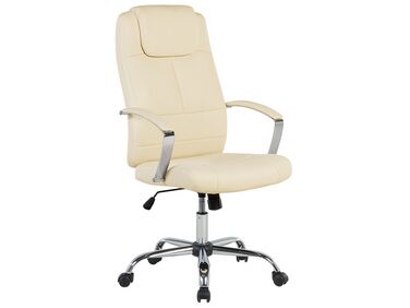 Faux Leather Executive Chair Beige WINNER