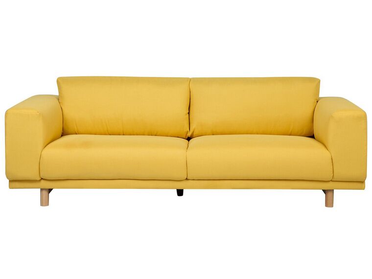 3 Seater Fabric Sofa Yellow NIVALA_733059