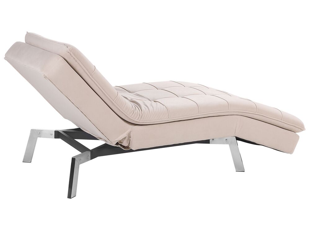 Chaise longue fluweel beige LOIRET Gratis Levering