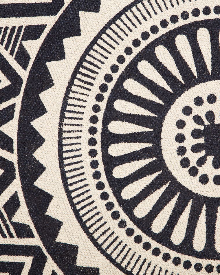 Round Cotton Area Rug with Tassels ø 120 cm Cream and Navy Blue TATVAN