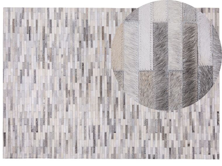 Kožený koberec 160 x 230 cm sivý AHILLI_688990