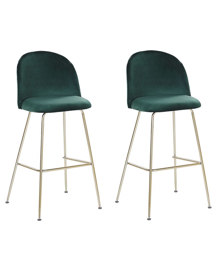 Zestaw 2 krzeseł barowych welurowy zielony ARCOLA_780929