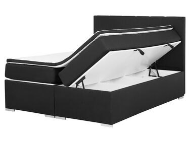Boxspringbett schwarz mit Bettkasten hochklappbar 160 x 200 cm LORD