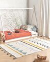 Kinderteppich Baumwolle beige / grün 140 x 200 cm geometrisches Muster Kurzflor ZAYSAN_907027