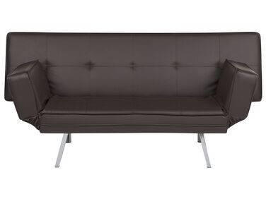 Sofa Bed Brown Faux Leather BRISTOL