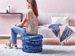 Rahi sametti säilytystila laivastonsininen ⌀ 45 cm BREWTON Rahi sametti säilytystila laivastonsininen ⌀ 45 cm BREWTON