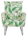 Armchair Leaf Pattern White with Green RIBE_788688