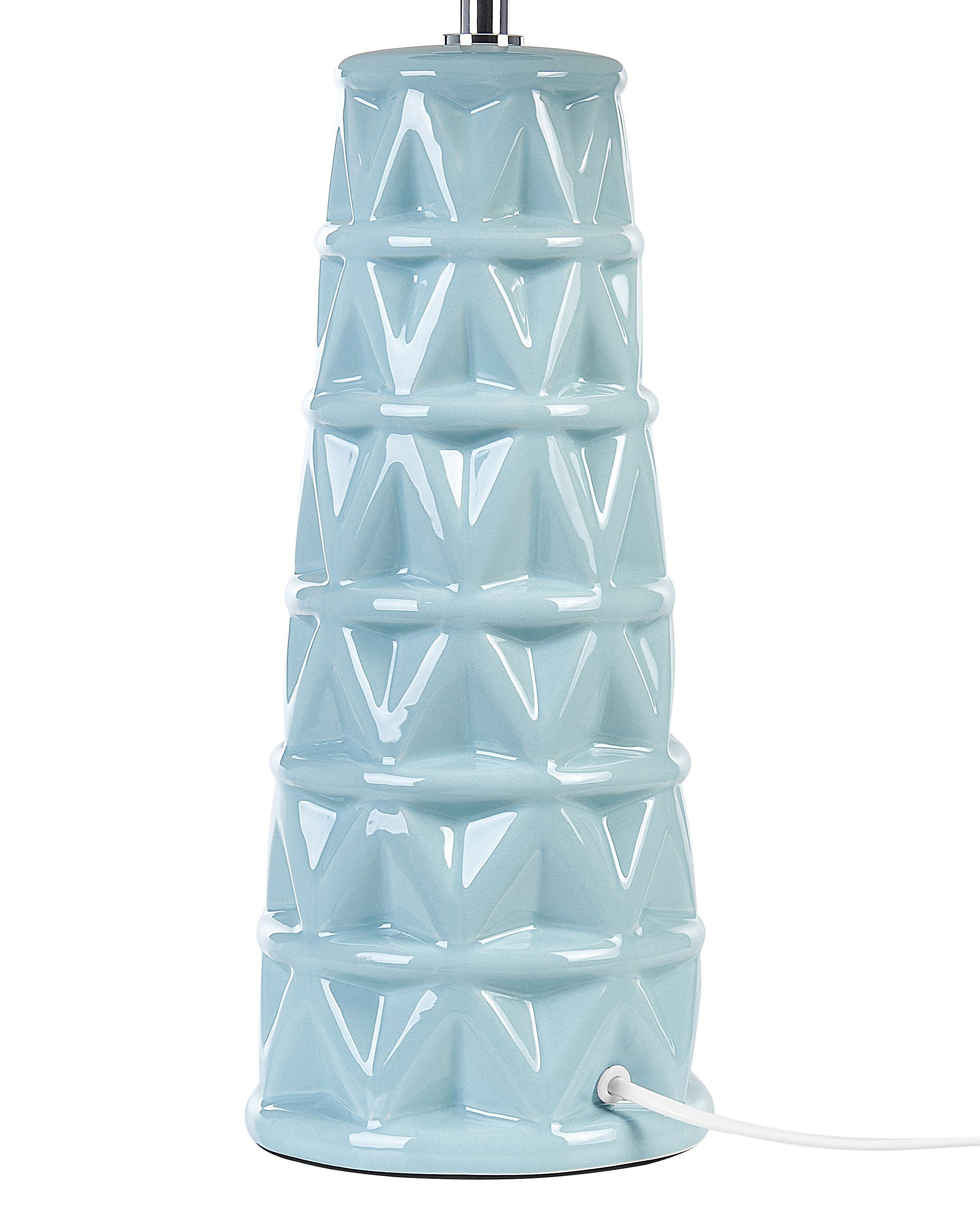 Lámpara de mesa de cerámica/lino azul/blanco 63 cm VINCES_843193