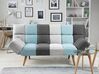Fabric Sofa Bed Grey and Blue Patchwork INGARO_754793